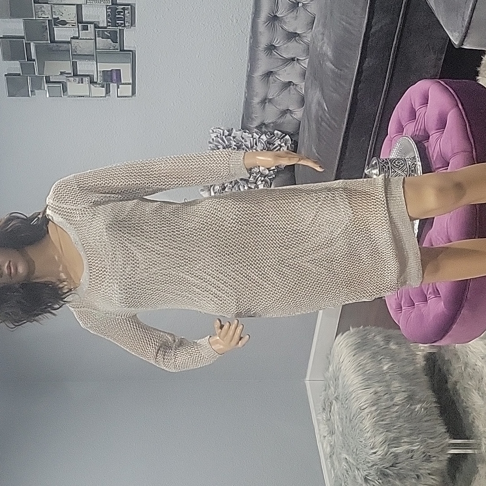 Mesh sweater dress